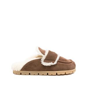 Prada Brown and Cream Shearling Slippers